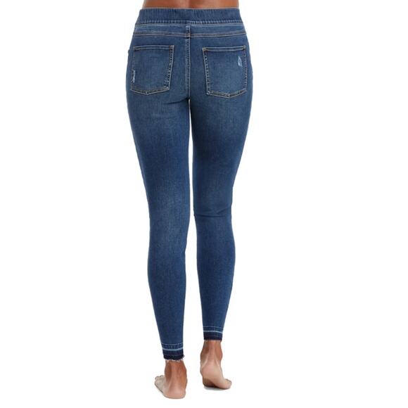Spanx Distressed Denim Leggings Skinny Jeans Jeggings Medium Wash Blue Womens XL - Picture 2 of 8